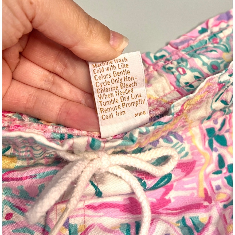 Vintage 90s Jantzen Tropical Patchwork Cotton Relaxed Baggy Long Shorts Size‎ 12 - Picture 5 of 8